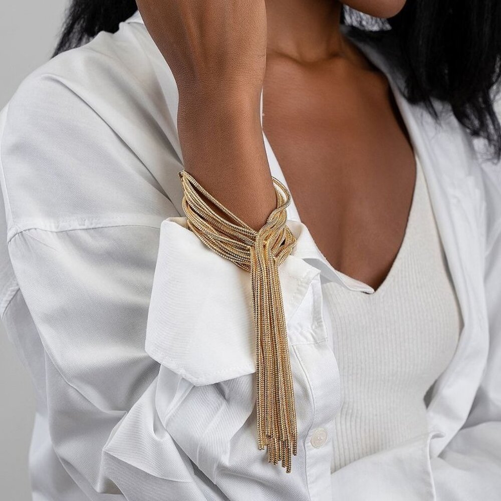 Adornia 14k Gold Plated Multi Strand Textured Chain Bracelet